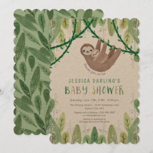 Oerwoud thema Sloth Baby Shower Kaart