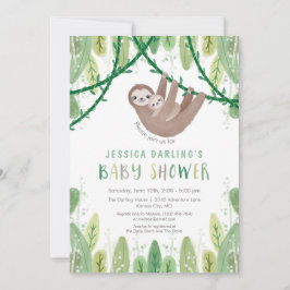Oerwoud thema Sloth Baby Shower Kaart