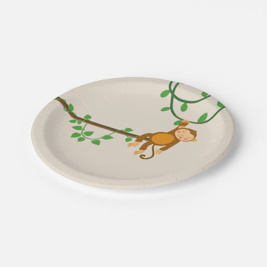 oerwoud thema Verjaardag kinder aap Papieren Bordje (Gekanteld)