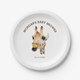 Oerwoud Thema Waterverf Giraffe Baby shower Papieren Bordje