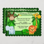 Oerwoud Theme Birthday Party nodigt uit Kaart (Voorkant / Achterkant)