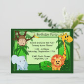 Oerwoud Theme Birthday Party nodigt uit Kaart (Staand voorkant)