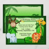 Oerwoud Theme Birthday Party nodigt uit Kaart (Voorkant / Achterkant)