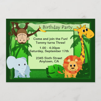 Oerwoud Theme Birthday Party nodigt uit Kaart