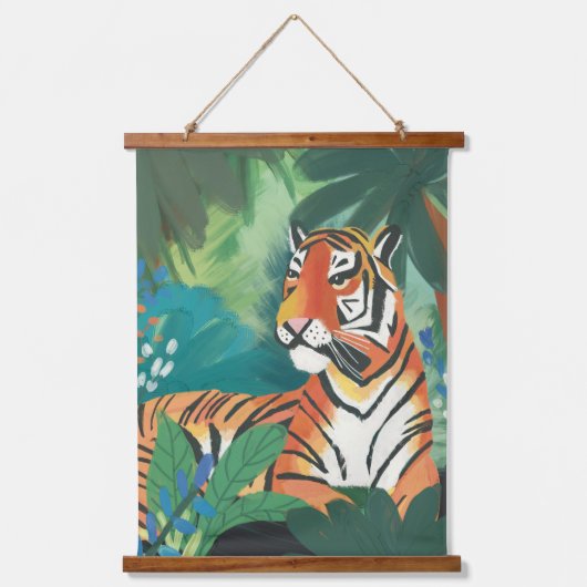 Oerwoud Tiger Art Print Hangend Wandkleed (Voorkant)