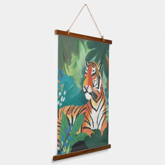 Oerwoud Tiger Art Print Hangend Wandkleed (Gebogen)