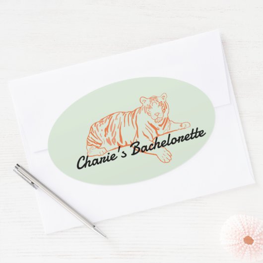 Oerwoud Tiger Bachelorette Ovale Sticker (Envelop)