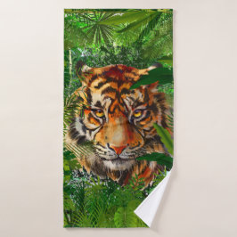 Oerwoud Tiger Bath-handdoekset | Kleurrijke tijger Badhanddoek