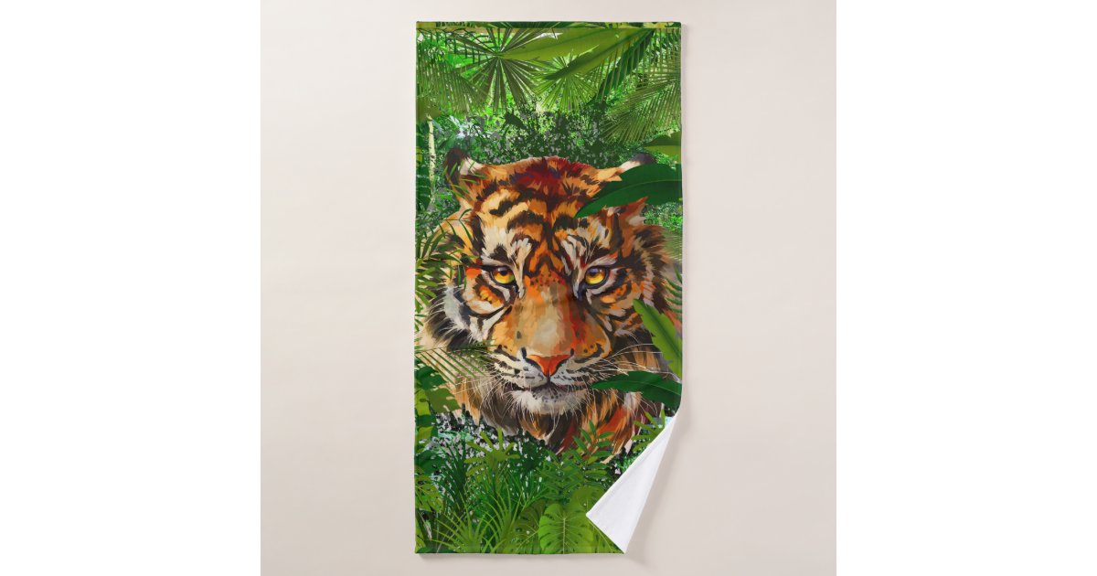 Oerwoud Tiger Bath-handdoekset | Kleurrijke tijger Badhanddoek |