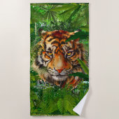 Oerwoud Tiger Beach Towel | Kleurrijke tijger Strandlaken (Voorkant)