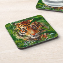 Oerwoud Tiger Beverage Coaster | Kleurrijke tijger