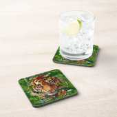 Oerwoud Tiger Beverage Coaster | Kleurrijke tijger Bier Onderzetter (Rechterzijde)