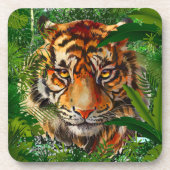 Oerwoud Tiger Beverage Coaster | Kleurrijke tijger Bier Onderzetter (Voorkant)