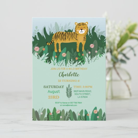 Oerwoud Tiger Birthday Zoo Safari Wild Kaart (Staand voorkant)