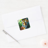 Oerwoud Tiger - doorboren en vrij Vierkante Sticker (Envelop)