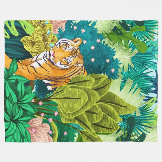 Oerwoud Tiger Fleece Deken (Voorkant (Horizontaal))