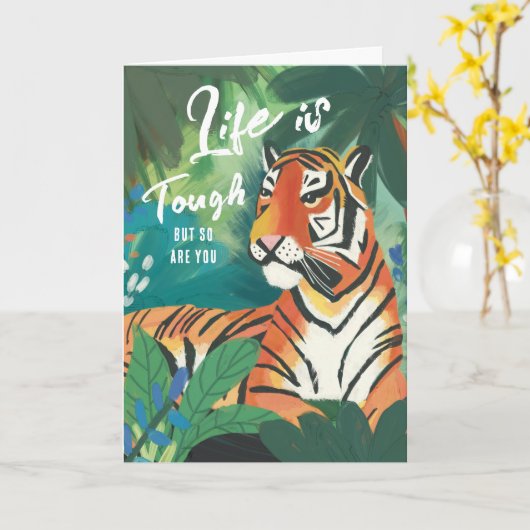 Oerwoud Tiger Greeting stimuleren Kaart (Gele Bloem)
