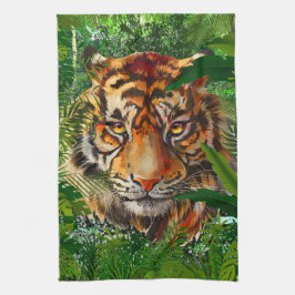 Oerwoud Tiger Kitchen Towel | Kleurrijke tijgerkun Theedoek