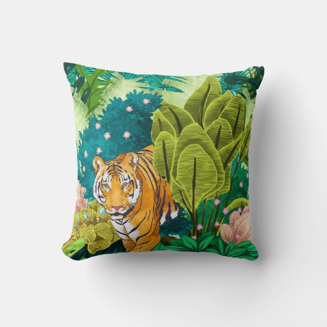 Oerwoud Tiger Kussen (Voorkant)