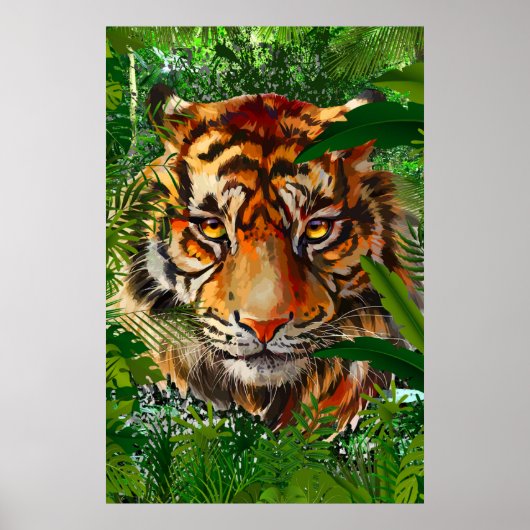 Oerwoud Tiger Poster | Colorful Tiger Poster (Voorkant)
