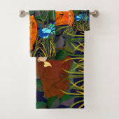 Oerwoud Tiger Sun Beer Peacock Monkey Indian Rolle Bad Handdoek (Insitu)