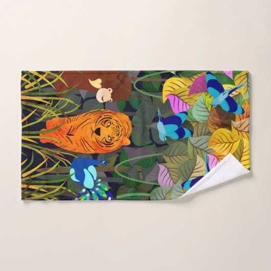 Oerwoud Tiger Sun Beer Peacock Monkey Indian Rolle Bad Handdoek (Handdoek)
