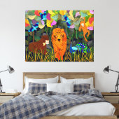 Oerwoud Tiger Sun Beer Peacock Monkey Indian Rolle Canvas Afdruk (Insitu (Slaapkamer))