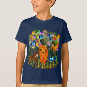 Oerwoud Tiger Sun Beer Peacock Monkey Indian Rolle T-shirt