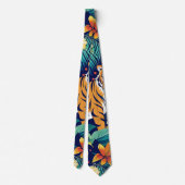 Oerwoud Tijger Bloemen Aangepast Patroon Stropdas (Achterkant)