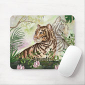 Oerwoud tijger en waterlelies gepersonaliseerd muismat (Met muis)
