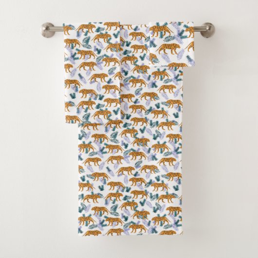 Oerwoud tijger op witte badhanddoekset bad handdoek (Insitu)