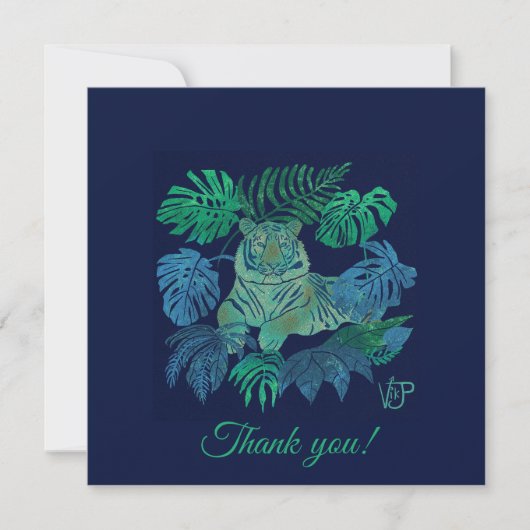 Oerwoud tijgerblauw bedankkaart (Voorkant)