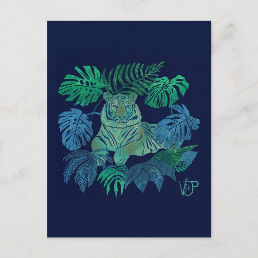 Oerwoud tijgerblauw briefkaart (Voorkant)