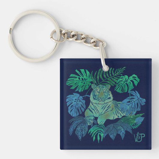 Oerwoud tijgerblauw sleutelhanger (voorkant)