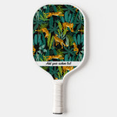 Oerwoud tijgerpalm Leaf Pattern - Aangepaste tekst Pickleball Paddle (Achterkant)