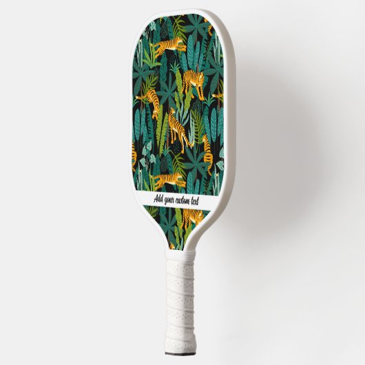Oerwoud tijgerpalm Leaf Pattern - Aangepaste tekst Pickleball Paddle (Links)