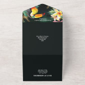 Oerwoud Toucan Bird waterverf Frangipani Monstera All In One Uitnodiging (Buitenkant)