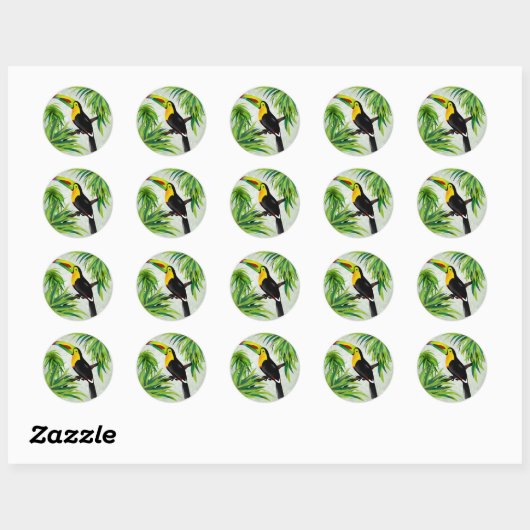 Oerwoud Toucan Ronde Sticker (Vel)