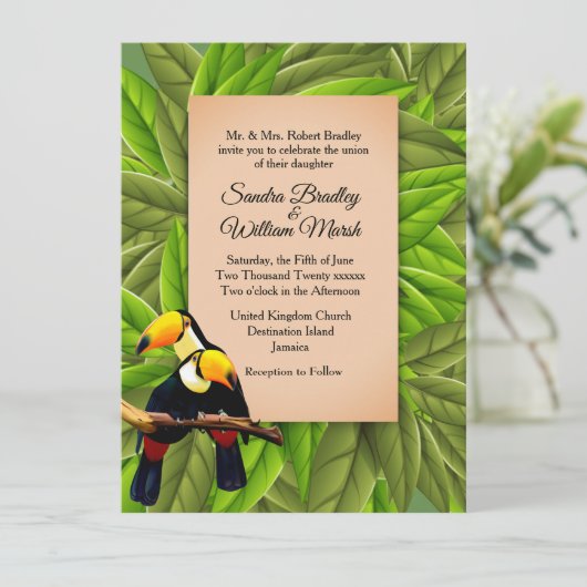 Oerwoud Toucans Weddenschap Kaart (Staand voorkant)