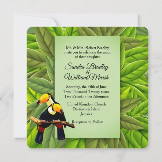 Oerwoud Toucans Weddenschap Kaart (Voorkant)