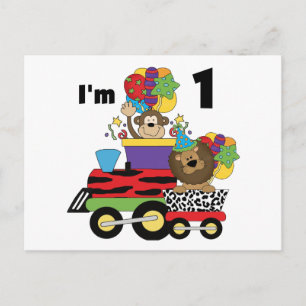 Oerwoud Train 1e Verjaardag T-shirts en geschenken Briefkaart