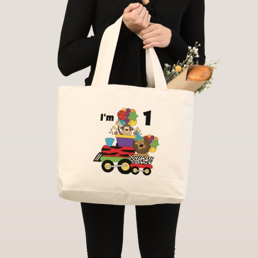 Oerwoud Train 1e Verjaardag T-shirts en geschenken Grote Tote Bag (Voorkant (product))