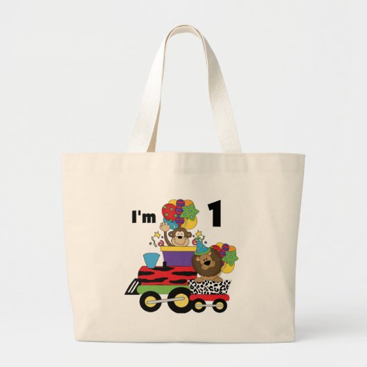 Oerwoud Train 1e Verjaardag T-shirts en geschenken Grote Tote Bag (Voorkant)