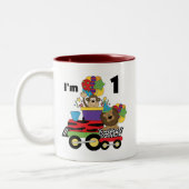 Oerwoud Train 1e Verjaardag T-shirts en geschenken Tweekleurige Koffiemok (Links)