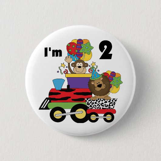 Oerwoud Train 2e Verjaardag T-shirts en geschenken Ronde Button 5,7 Cm (Voorkant)