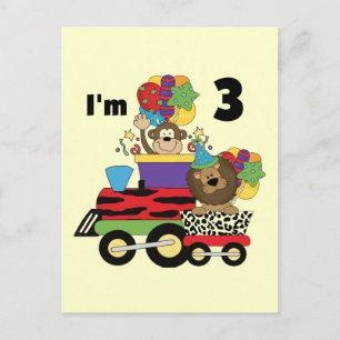 Oerwoud Train 3e Verjaardag Tshirts en geschenken Briefkaart