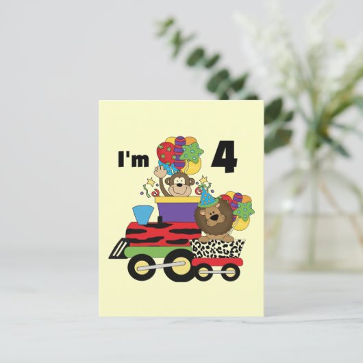 Oerwoud Train 4e Verjaardag Tshirts en geschenken Briefkaart (Staand voorkant)