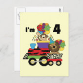 Oerwoud Train 4e Verjaardag Tshirts en geschenken Briefkaart (Voorkant / Achterkant)