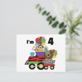 Oerwoud Train 4e Verjaardag Tshirts en geschenken Briefkaart (Staand voorkant)