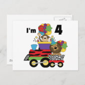 Oerwoud Train 4e Verjaardag Tshirts en geschenken Briefkaart (Voorkant / Achterkant)